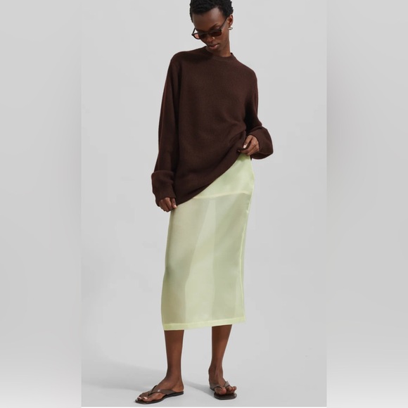 The Frankie Shop Dresses & Skirts - The Frankie Shop Pale Lime Sheer Pencil Skirt